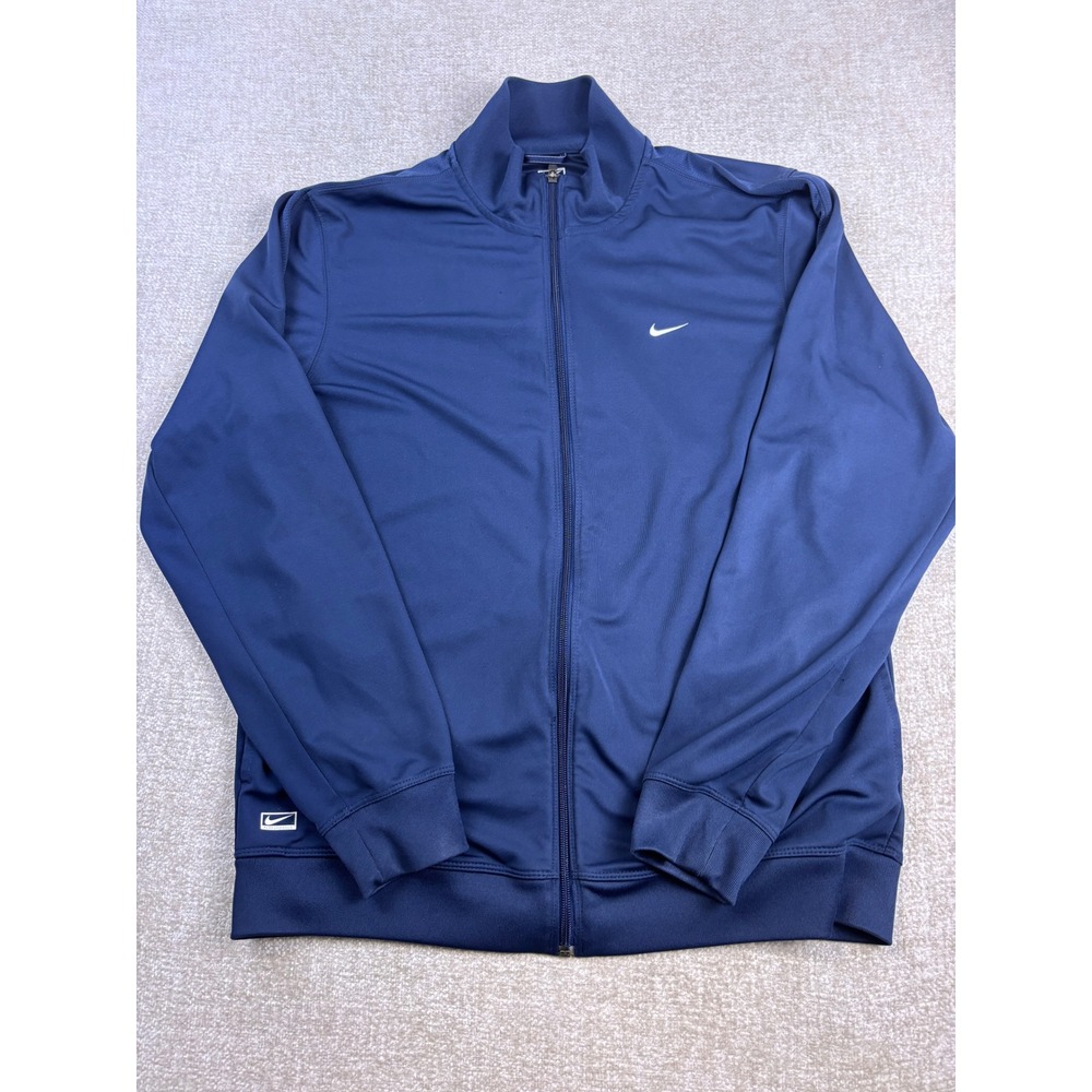 Nike Performance Mens XL Navy Blue Full Zip Track Jacket Mesh Sleeve